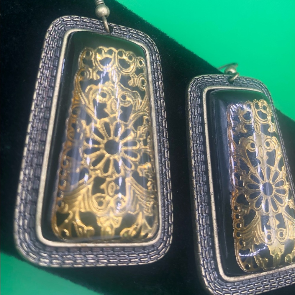 Rare Indonesia Rectangular Dangle Earrings - image 4